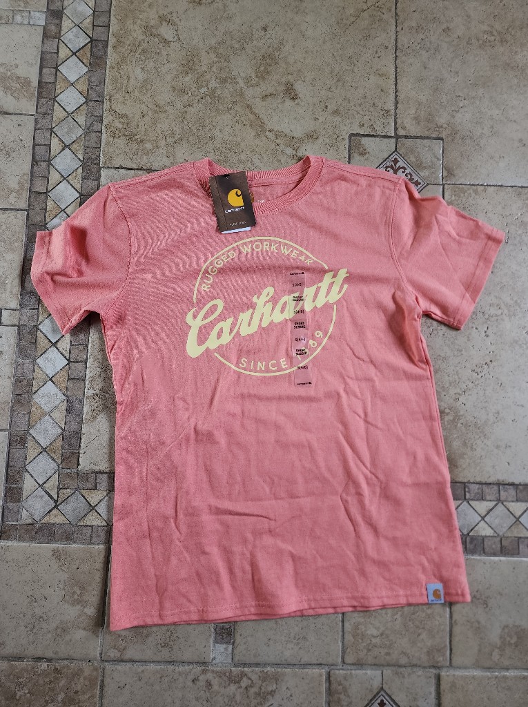 Carhartt Women's Short-Sleeve Logo Tee In Coral Pink